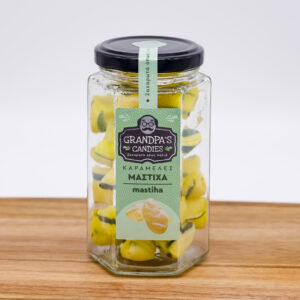 ΚΑΡΑΜΕΛΕΣ   ΒΑΖΑΚΙΑ ΓΥΑΛΙΣΤΕΡΕΣ ΚΑΡΑΜΕΛΕΣ ( JARS WITH SILKY CANDIES )  γεύση Μαστίχα